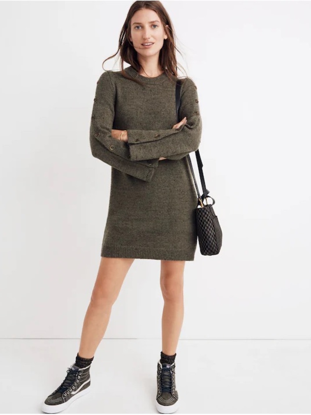 Madewell Olive Green Long Sleeve Knit Dress